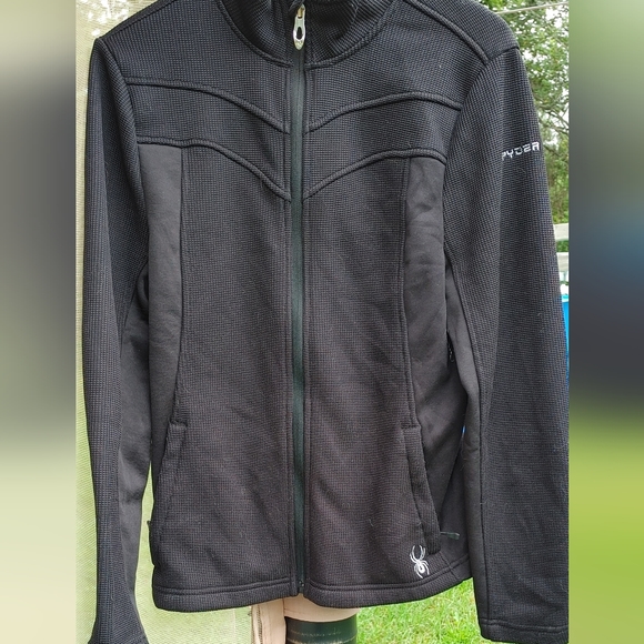 Spyder black zipped up jacket size medium - Picture 3 of 8